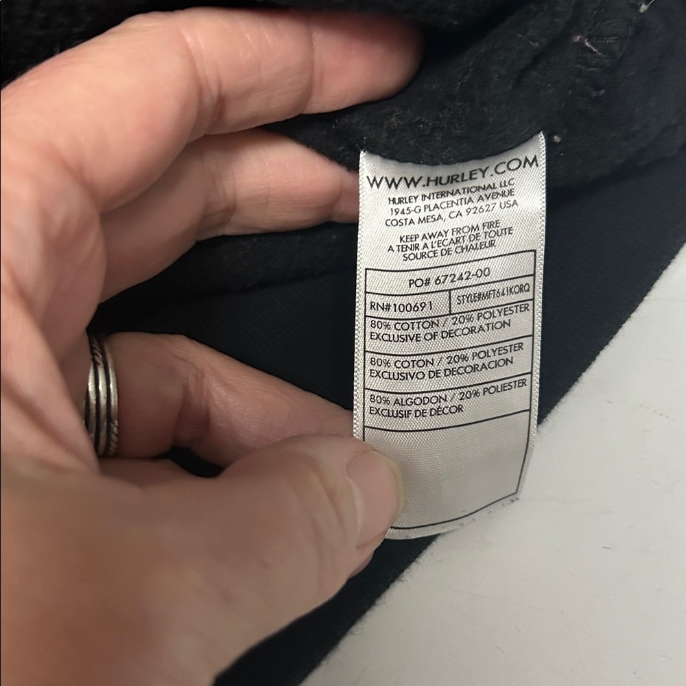 Hurley Black Zip Front Hoodie with Multicolor Graphic Front and Back - Picture 5 of 5
